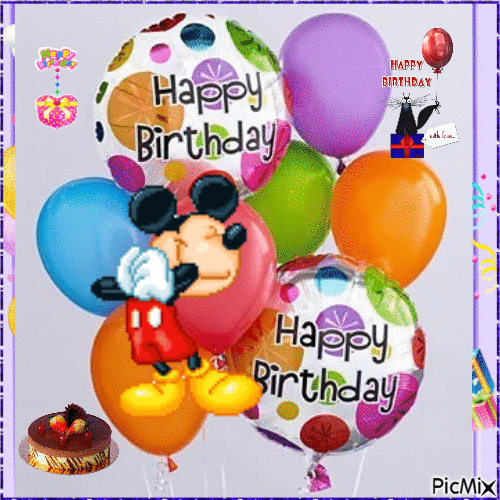 Happy Birthday Mickey - Animovaný GIF zadarmo
