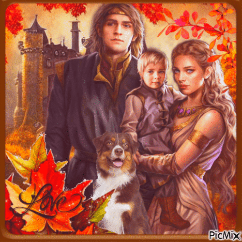 Famille en automne...concours - Free animated GIF