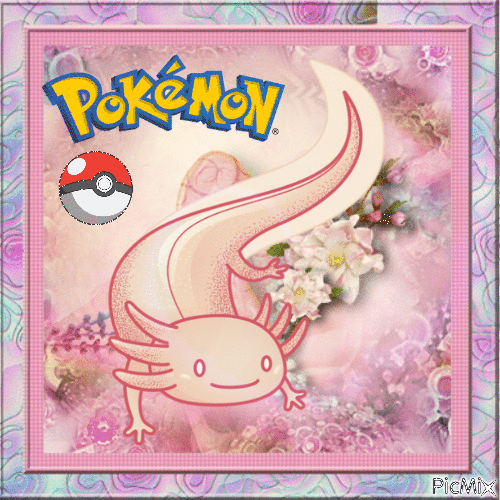 Pokémon Axolotls et Fleurs - GIF เคลื่อนไหวฟรี