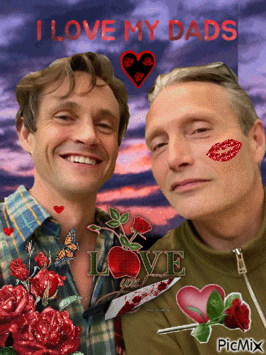 mads mikkelsen and hugh dancy my dads - Free animated GIF