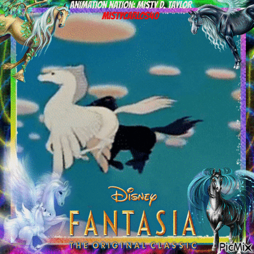 Disney Fantasia Flight of Pegasus Family - Free animated GIF