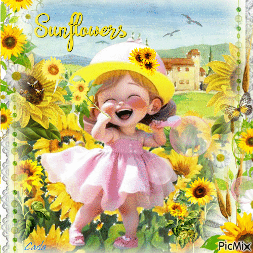 Sunflower Girl - GIF เคลื่อนไหวฟรี