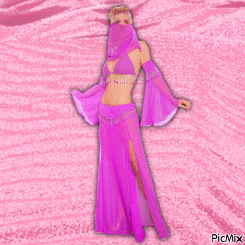 Pink genie in desert 2 - GIF animé gratuit