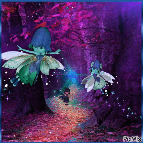purple city fairies collection - purple forest - Free animated GIF