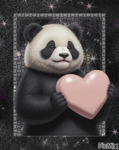 panda et coeur - Nemokamas animacinis gif