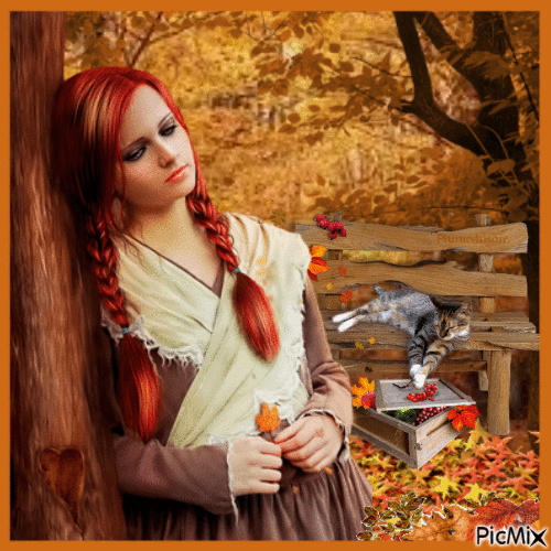 Femme en automne. - Besplatni animirani GIF