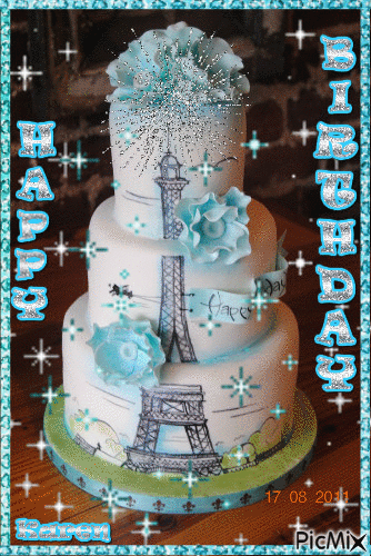 Happy Paris Birthday Cake - Zdarma animovaný GIF