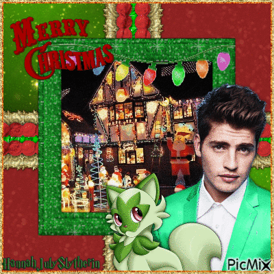 Gregg Sulkin watches the Christmas lights with Sprig - Free animated GIF
