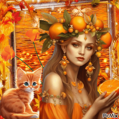 Portrait dans la palette de couleurs orange - Free animated GIF