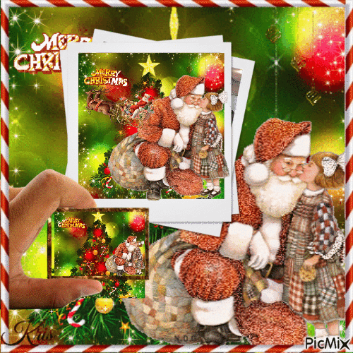Photo d'un enfant avec le Père Noël - Безплатен анимиран GIF