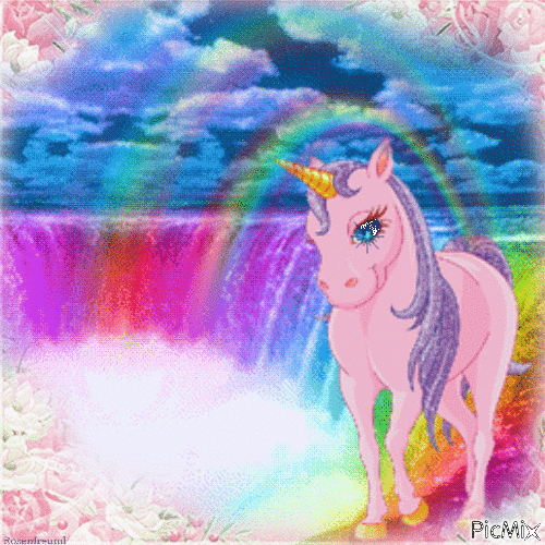 Rainbow Unicorn - Ilmainen animoitu GIF