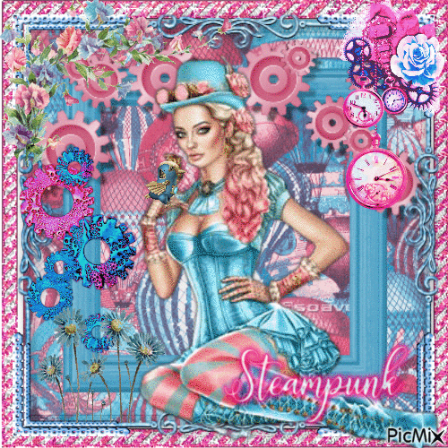 Pink  &  Blue Steampunk Dreams - Free animated GIF