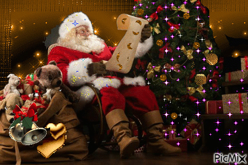 Santa Claus is checking his list! - Ücretsiz animasyonlu GIF