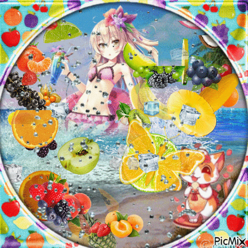 Tutti Frutti on the beach - Free animated GIF