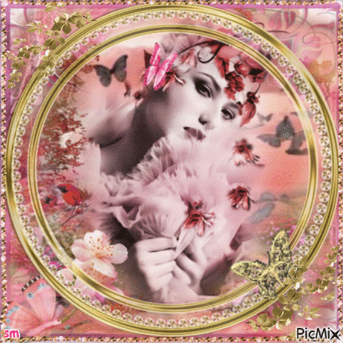 retrato de femme en dore y rose - Δωρεάν κινούμενο GIF