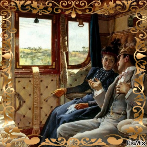 COUPLE IN A TRAIN COMPARTMENT - gratis png