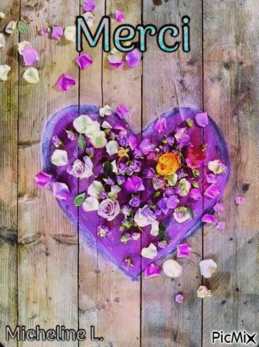 Merci coeur en fleurs - Безплатен анимиран GIF