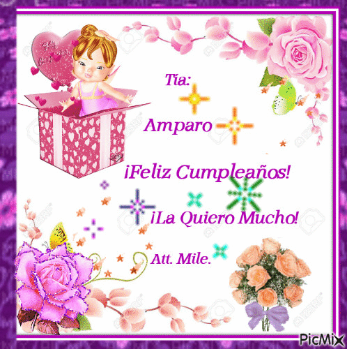 Feliz Cumpleaños Tia Amparo - Бесплатный анимированный гифка