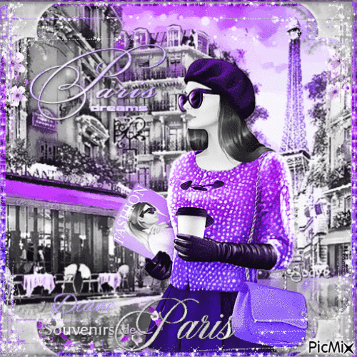Paris in Purple - Бесплатный анимированный гифка