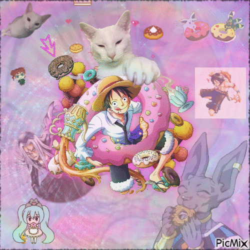 luffy and friends donut - Free animated GIF