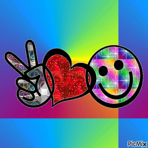 Paz, amor y felicidad - Ilmainen animoitu GIF
