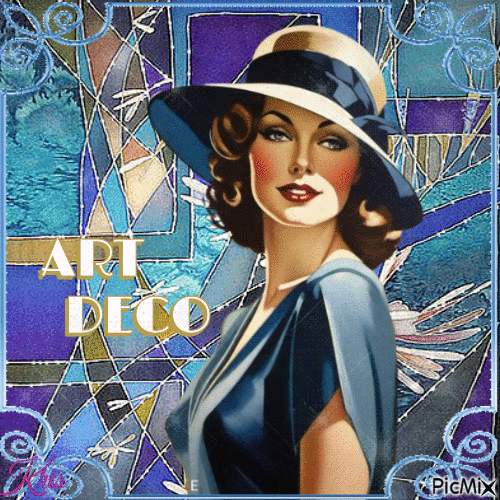 Art Deco bleu🌺🌹🌼 - Бесплатни анимирани ГИФ