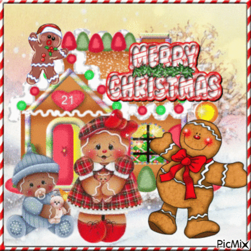Christmas Gingerbread House - Free animated GIF