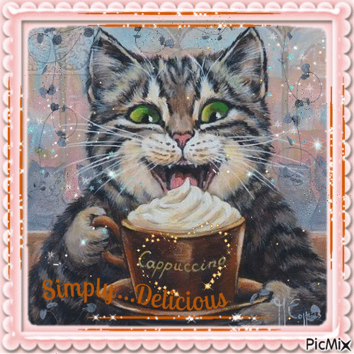Cappuccino for cat! - Δωρεάν κινούμενο GIF