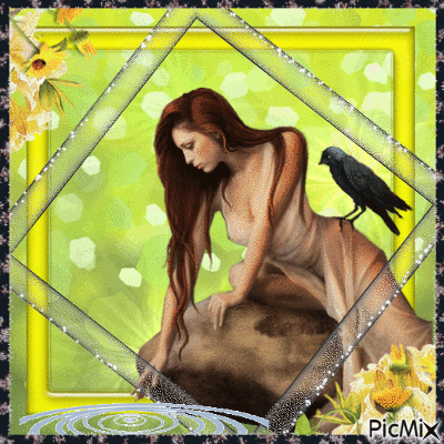 lady with bird - Darmowy animowany GIF