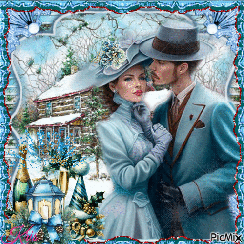 Couple pendant les fêtes, en hiver - Ingyenes animált GIF