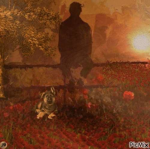 Un hombre y su perro - Ingyenes animált GIF