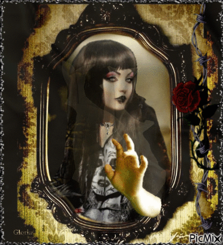 Femme gothique dans le miroir - Free animated GIF