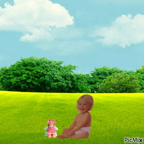 Baby and doll's day out - PNG gratuit