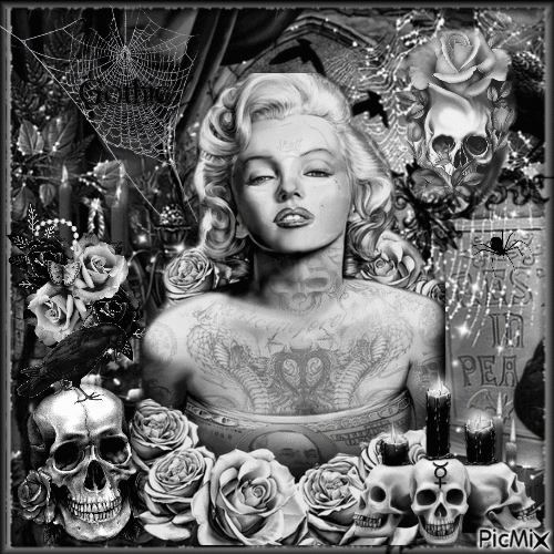 Marilyn Skulls & Roses - Gratis animerad GIF