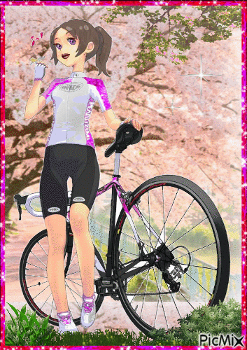 Niña y bicicleta - Darmowy animowany GIF