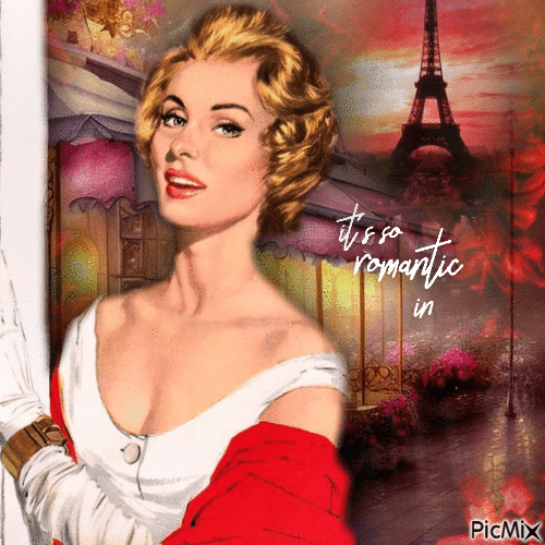 Vintage-Frau in Paris - Darmowy animowany GIF
