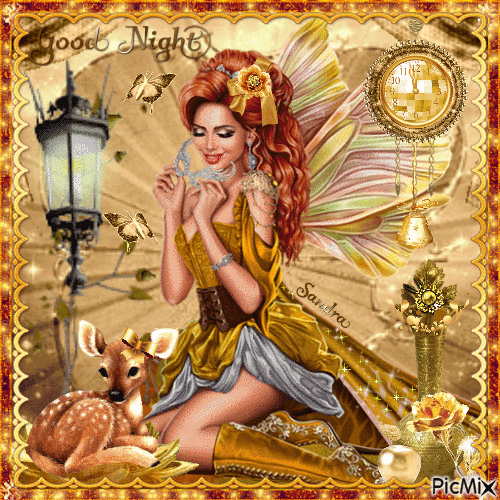 Fairy And Deer✨Golden Colors - Free animated GIF