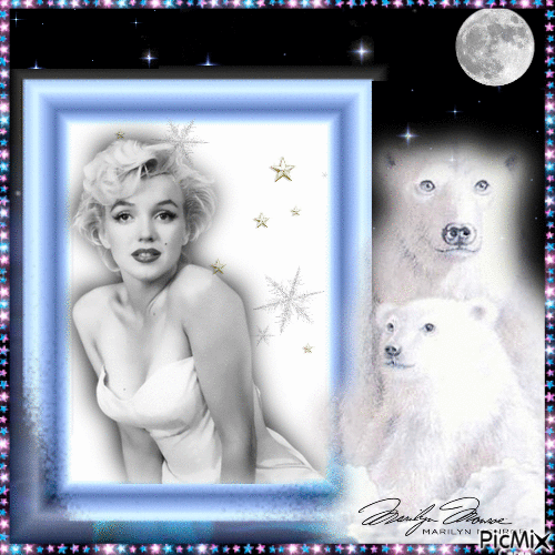 Marilyn And The White Bears - Free animated GIF