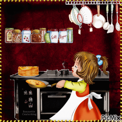 child making pancakes - 無料のアニメーション GIF
