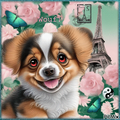 Petit chien à Paris - Безплатен анимиран GIF
