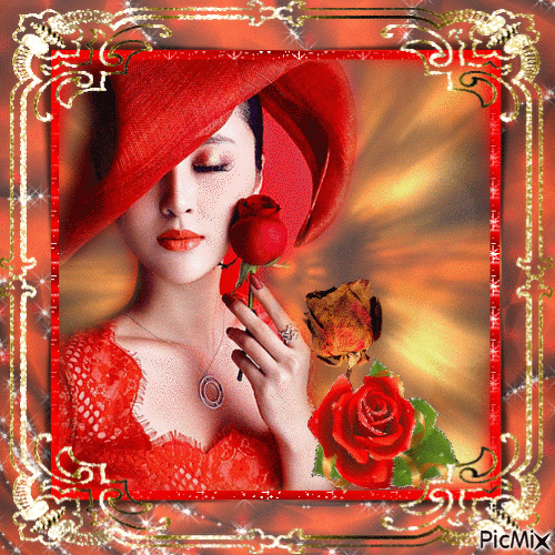 Belle en Chapeau rouge - Безплатен анимиран GIF