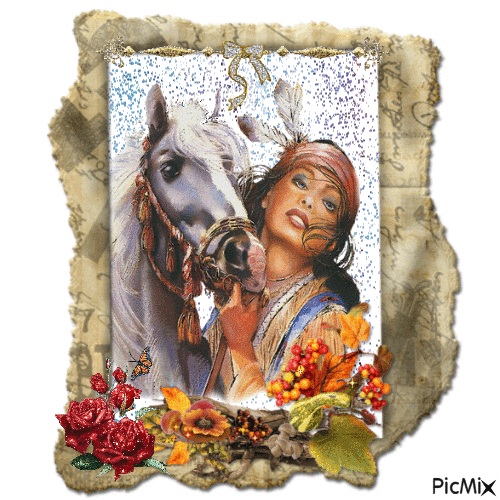 Indianka z koniem - Δωρεάν κινούμενο GIF