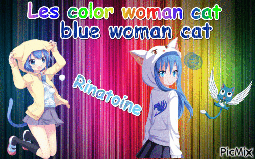 blue woman cat - GIF animado grátis