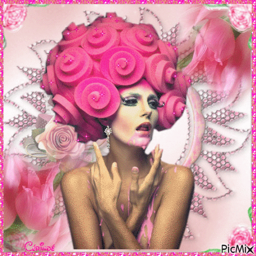 Woman in pink hat - GIF animé gratuit