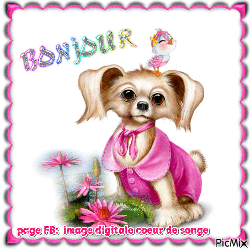 bonjour chien - Free animated GIF