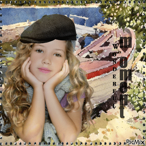 Porträt eines kleinen Mädchens - Gavroche Style - GIF เคลื่อนไหวฟรี