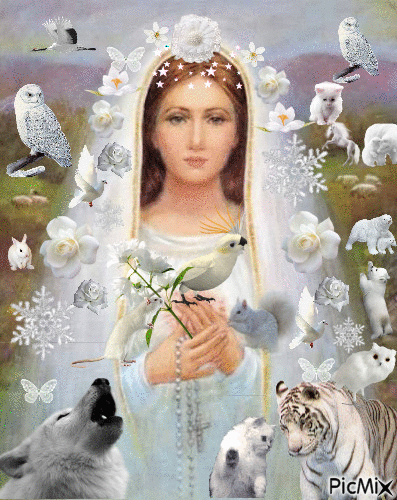 Maria so zvieratami - Gratis geanimeerde GIF