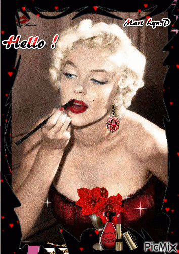 HELLO !MARILYN ROUGE ET NOIR - Free animated GIF