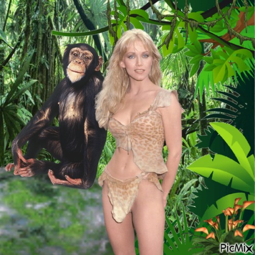 Sheena and monkey - gratis png