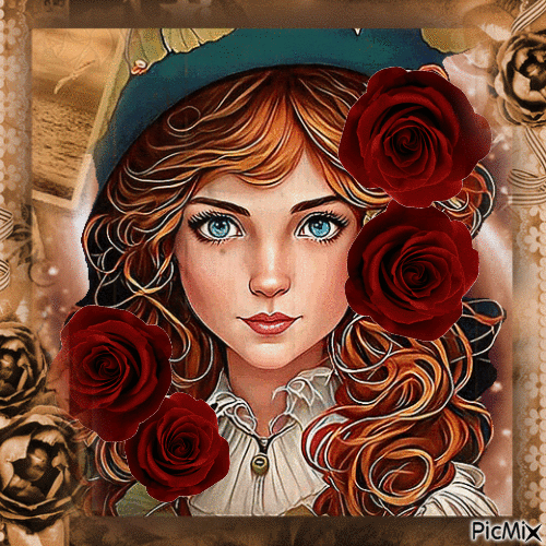 Petite fille avec la chevelure rousse - Ingyenes animált GIF